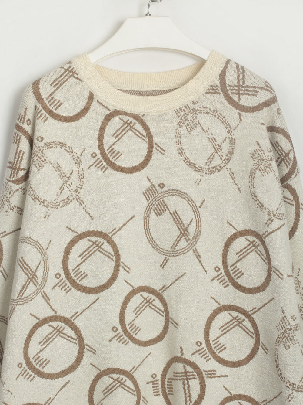 Patterned Drawstring Hem Sweater
