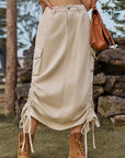 Dim Gray Drawstring Denim Skirt with Pockets Sentient Beauty Fashions Apparel & Accessories