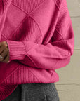 Maroon Geometric Turtleneck Long Sleeve Sweater Sentient Beauty Fashions Tops