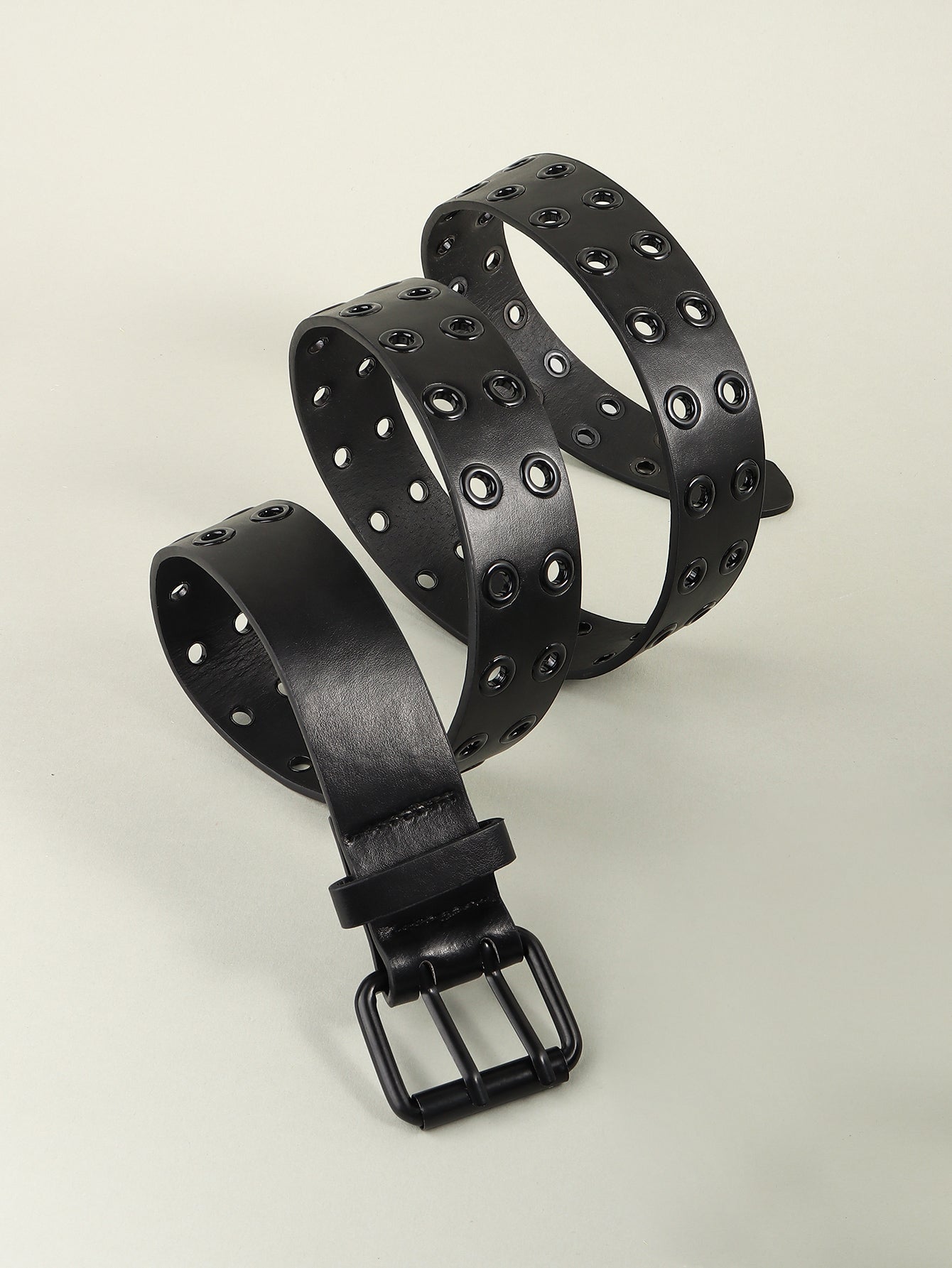 Light Gray Grommet PU Leather Belt Sentient Beauty Fashions *Accessories