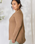Light Gray Zenana Full Size Long Sleeve V-Neck Top Sentient Beauty Fashions Apparel & Accessories