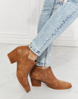 Light Gray MMShoes Trust Yourself Embroidered Crossover Cowboy Bootie in Caramel Sentient Beauty Fashions shoes