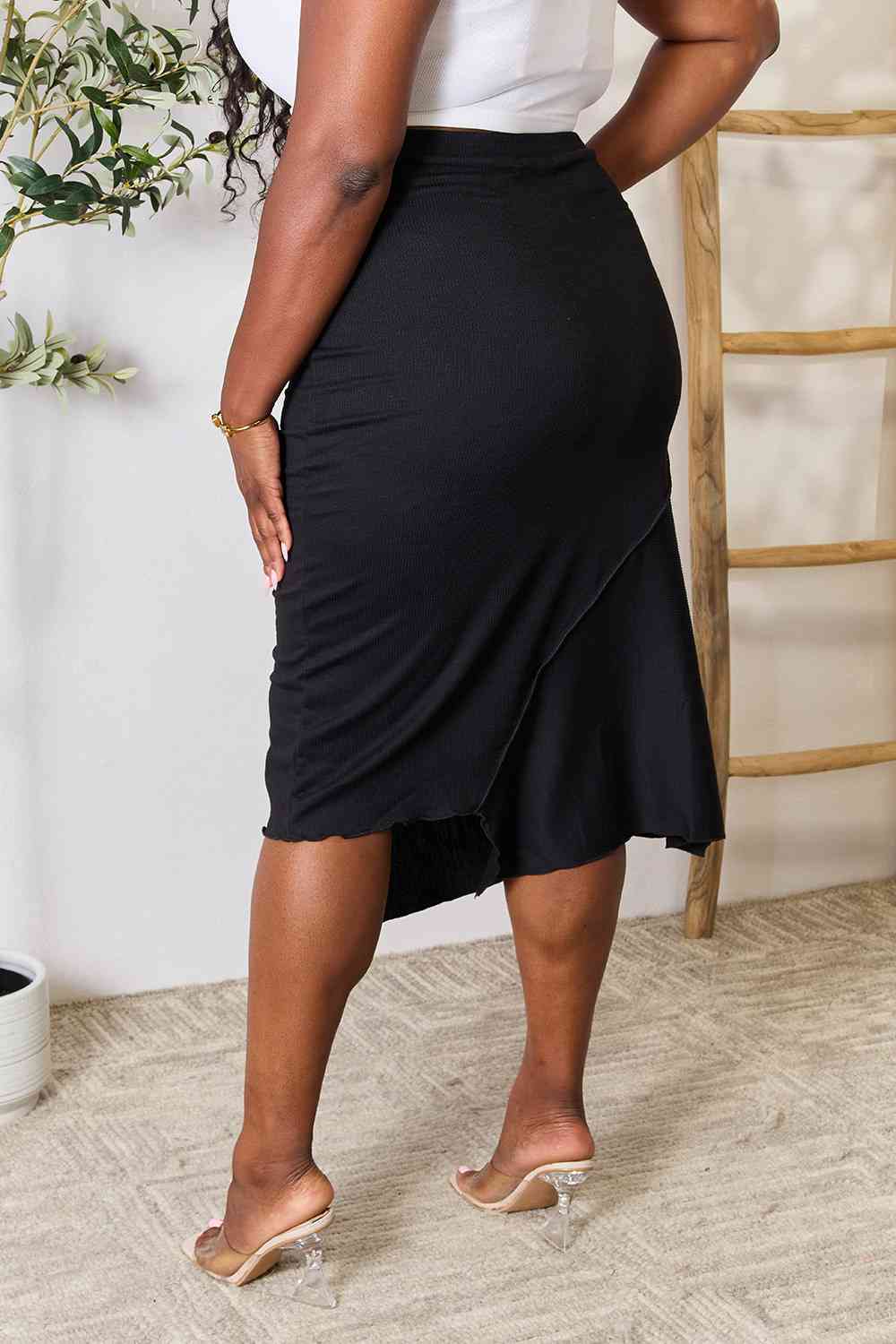 Gray Culture Code Full Size High Waist Midi Skirt Sentient Beauty Fashions Apparel &amp; Accessories
