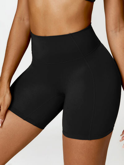 Black High Waist Active Shorts Sentient Beauty Fashions Apparel &amp; Accessories