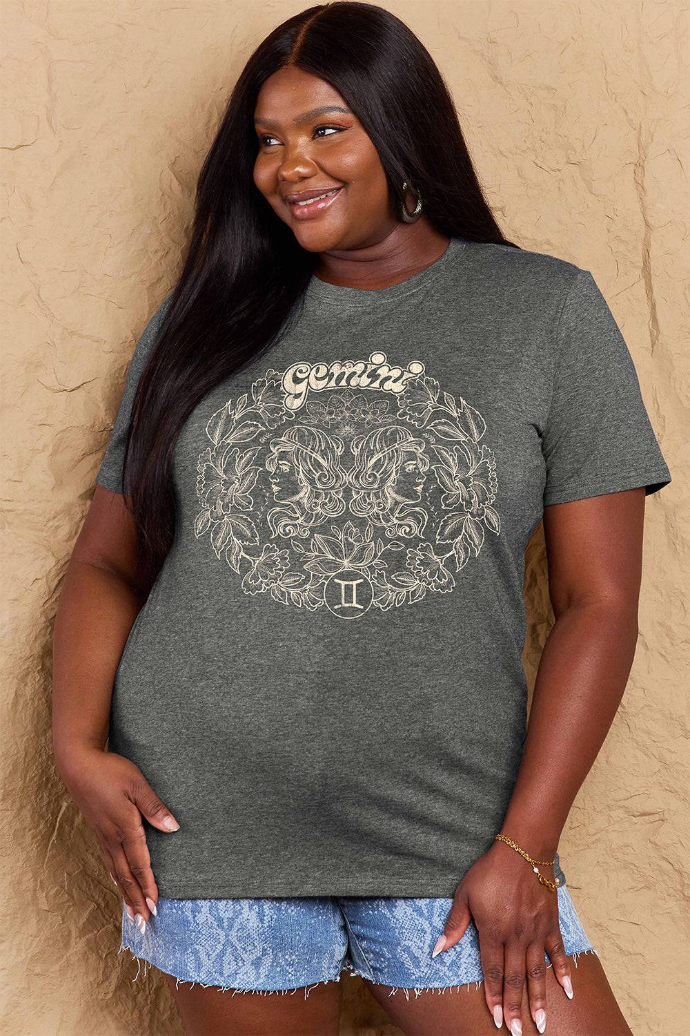 Dim Gray Simply Love Full Size GEMINI Graphic T-Shirt Sentient Beauty Fashions Apparel &amp; Accessories