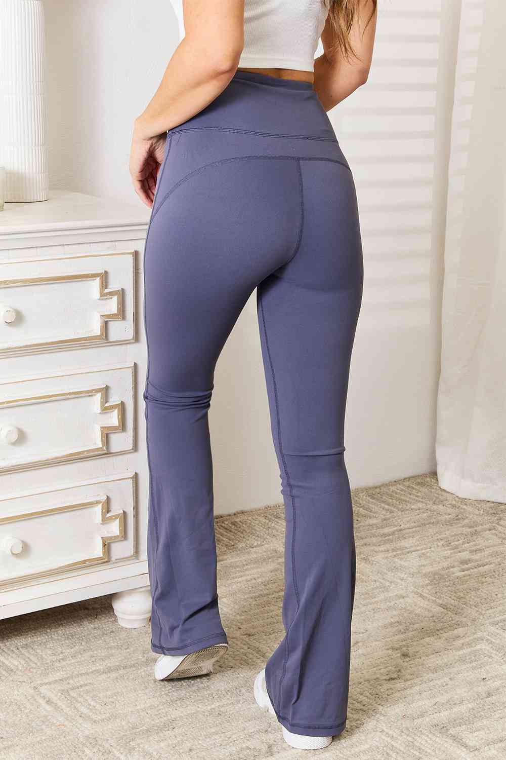 Gray Basic Bae Wide Waistband Bootcut Sports Pants Sentient Beauty Fashions Apparel &amp; Accessories