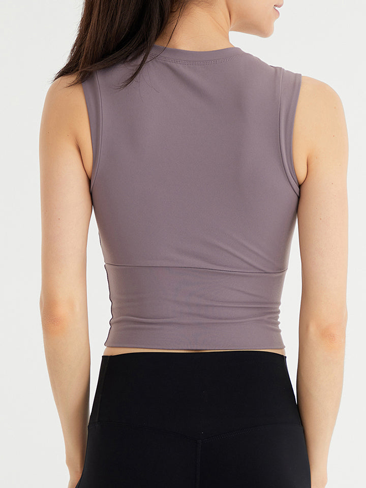 Rosy Brown Round Neck Sleeveless Sports Tank Top Sentient Beauty Fashions Apparel &amp; Accessories
