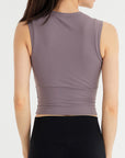 Rosy Brown Round Neck Sleeveless Sports Tank Top Sentient Beauty Fashions Apparel & Accessories