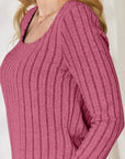 Pale Violet Red Basic Bae Full Size Ribbed Long Sleeve T-Shirt Sentient Beauty Fashions Apparel & Accessories