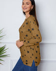 Light Gray Star Print Round Neck Dropped Shoulder Sweatshirt