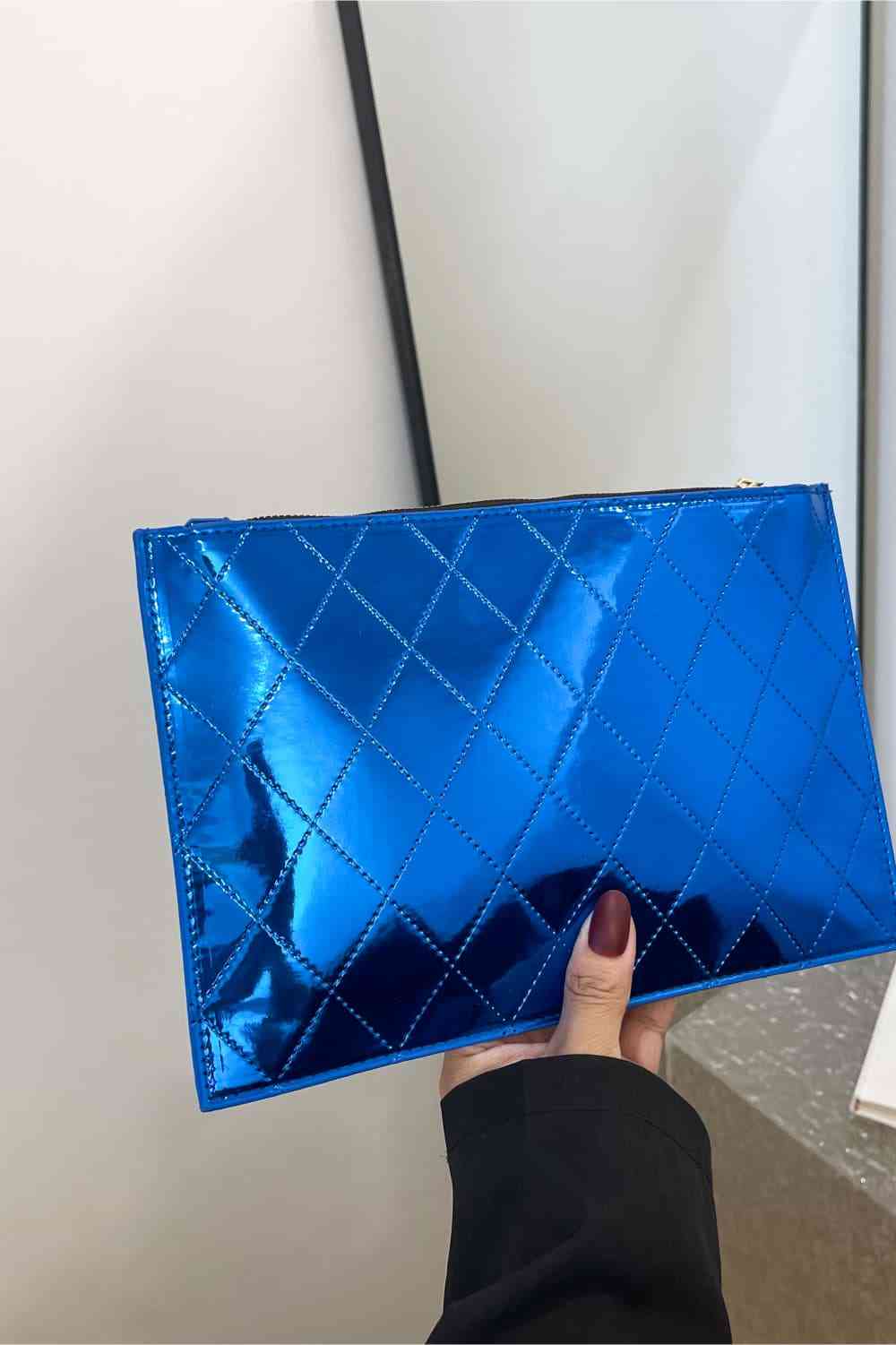 Dark Slate Blue PU Leather Wristlet Bag Sentient Beauty Fashions *Accessories