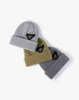 White Smoke HAPPY Contrast Beanie