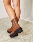 Gray Forever Link Side Zip Platform Boots Sentient Beauty Fashions Apparel & Accessories