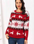 Dark Slate Gray Reindeer Round Neck Sweater