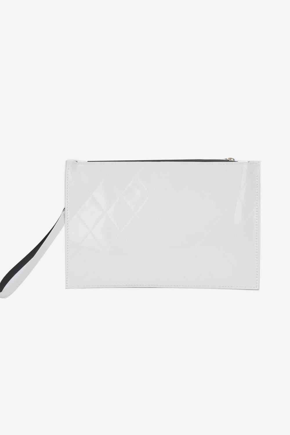 White Smoke PU Leather Wristlet Bag Sentient Beauty Fashions *Accessories