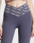 Dim Gray Wide Waistband Sports Pants Sentient Beauty Fashions Apparel & Accessories