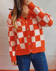 Dark Gray Checkered Open Front Button Up Cardigan Sentient Beauty Fashions Apparel & Accessories