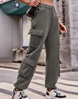 Slate Gray Elastic Waist Cargo Jeans Sentient Beauty Fashions Apparel & Accessories