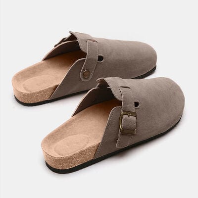 Dark Slate Gray Suede Closed Toe Buckle Slide