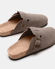 Dark Slate Gray Suede Closed Toe Buckle Slide