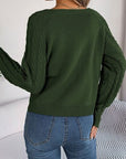 Light Gray Cable-Knit Round Neck Long Sleeve Sweater Sentient Beauty Fashions Apparel & Accessories