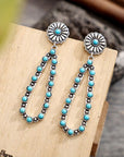 Tan Flower Artificial Turquoise Teardrop Earrings Sentient Beauty Fashions jewelry