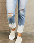 Rosy Brown BAYEAS High Waisted Distressed Painted Cropped Skinny Jeans Sentient Beauty Fashions Apparel & Accessories