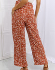 Saddle Brown Heimish Right Angle Full Size Geometric Printed Pants in Red Orange Sentient Beauty Fashions Apparel & Accessories