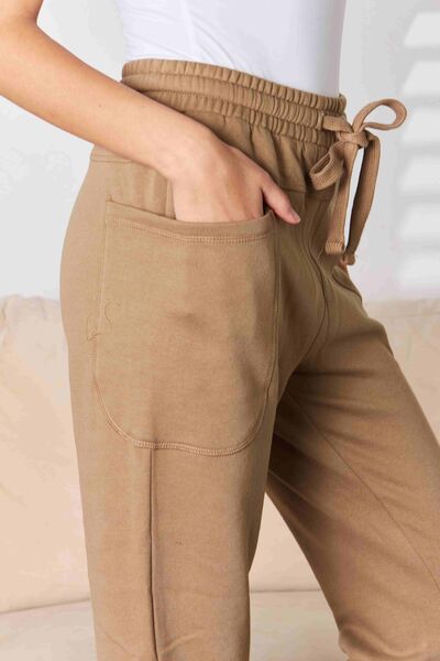 Rosy Brown RISEN High Rise Relaxed Joggers Sentient Beauty Fashions Apparel & Accessories