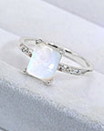Light Gray Square Moonstone Ring Sentient Beauty Fashions rings