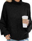 Black Turtleneck Dropped Shoulder Sweater