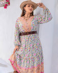 Thistle Plus Size Printed V-Neck Long Sleeve Dress Sentient Beauty Fashions Apparel & Accessories