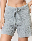 Gray BiBi Cable Knit Drawstring Sweater Shorts Sentient Beauty Fashions Pants