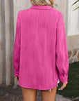Pale Violet Red Button Up Dropped Shoulder Shirt Sentient Beauty Fashions Apparel & Accessories