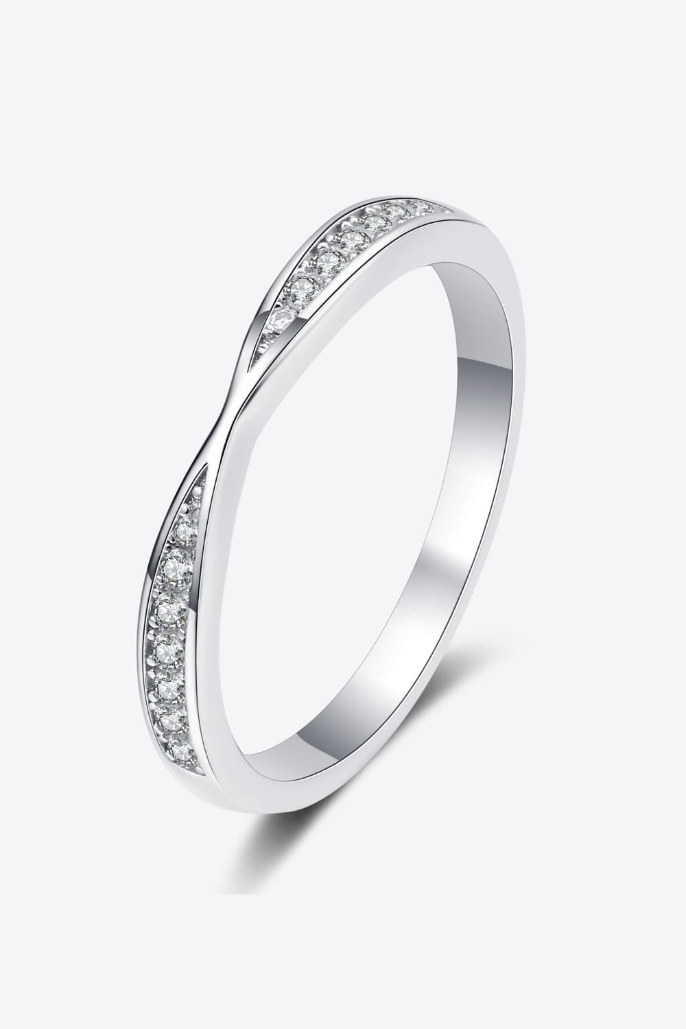 White Smoke Moissanite Rhodium-Plated Ring Sentient Beauty Fashions rings
