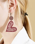 Wheat PU Leather Iron Hook Heart Earrings Sentient Beauty Fashions earrings