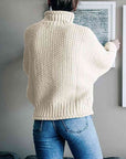 Light Slate Gray Turtleneck Dropped Shoulder Sweater