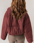 Saddle Brown Zip Up Collared Neck Long Sleeve Winter Coat Sentient Beauty Fashions jackets