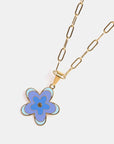 White Smoke Flower Pendant Stainless Steel Necklace Sentient Beauty Fashions jewelry