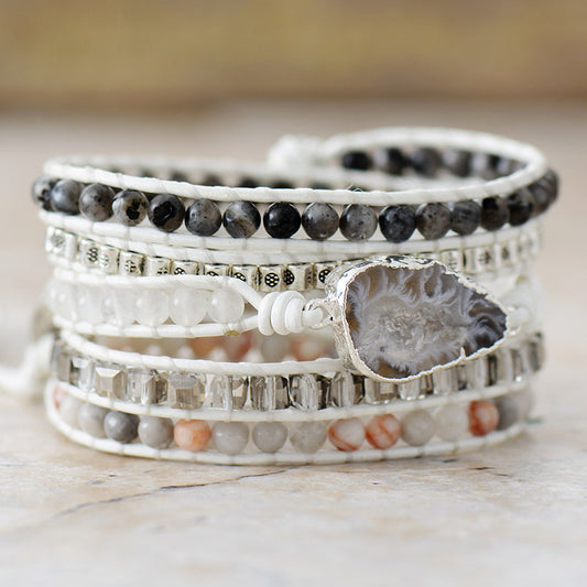 Gray Natural Stone Layered Bracelet