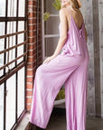 Thistle Veveret Pocketed Spaghetti Strap V-Neck Wide Leg Jumpsuit