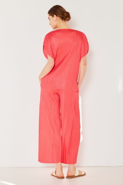 Tomato Marina West Swim Pleated Wide-Leg Pants with Side Pleat Detail Sentient Beauty Fashions Apparel & Accessories