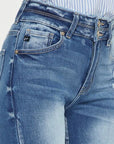 Kancan Distressed Raw Hem High Waist Jeans