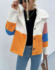 Light Gray Color Block Button Down Collared Jacket