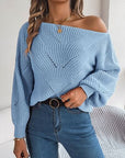 Gray Openwork Long Sleeve Sweater