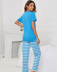 Light Gray V-Neck Short Sleeve T-Shirt and Striped Pants Lounge Set Sentient Beauty Fashions Apparel & Accessories