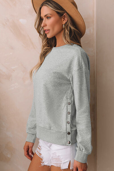 Rosy Brown Round Neck Dropped Shoulder Sweatshirt Sentient Beauty Fashions Apparel &amp; Accessories