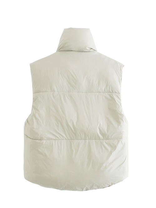 Light Gray Zip Up Drawstring Reversible Vest
