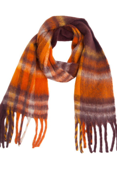 Sienna Plaid Fringe Detail Polyester Scarf Sentient Beauty Fashions Apparel &amp; Accessories