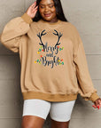 Rosy Brown Simply Love Full Size MERRY AND BRIGHT Graphic Sweatshirt Sentient Beauty Fashions Tops